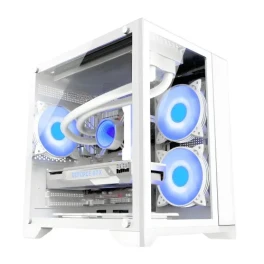  PC POWER ICE CUBE WH M-ATX GAMING CASING (5 X ARGB FAN) 